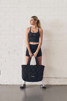 Quilted Tote Bag - Black